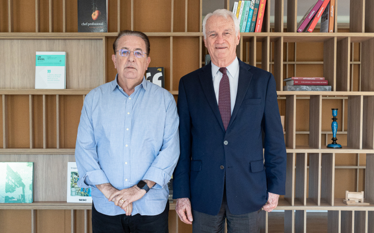 Luiz Carlos Motta, presidente da Fecomerciários, ao lado de Ivo Dall'Acqua Júnior, presidente em exercício da FecomercioSP / Foto: Edilson Dias Luiz Carlos Motta, presidente da Fecomerciários, ao lado de Ivo Dall'Acqua Júnior, presidente em exercício da FecomercioSP / Foto: Edilson Dias