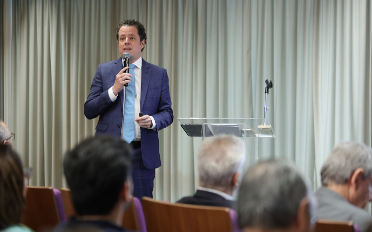 Danilo Barth Pires apresenta o Acordo Paulista como instrumento de conformidade e desjudicialização. (Foto: Edilson Dias/FecomercioSP)
